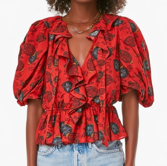 Ulla Johnson Tops - Ulla Johnson Nadya Poppy Blouse Red Floral Size 4